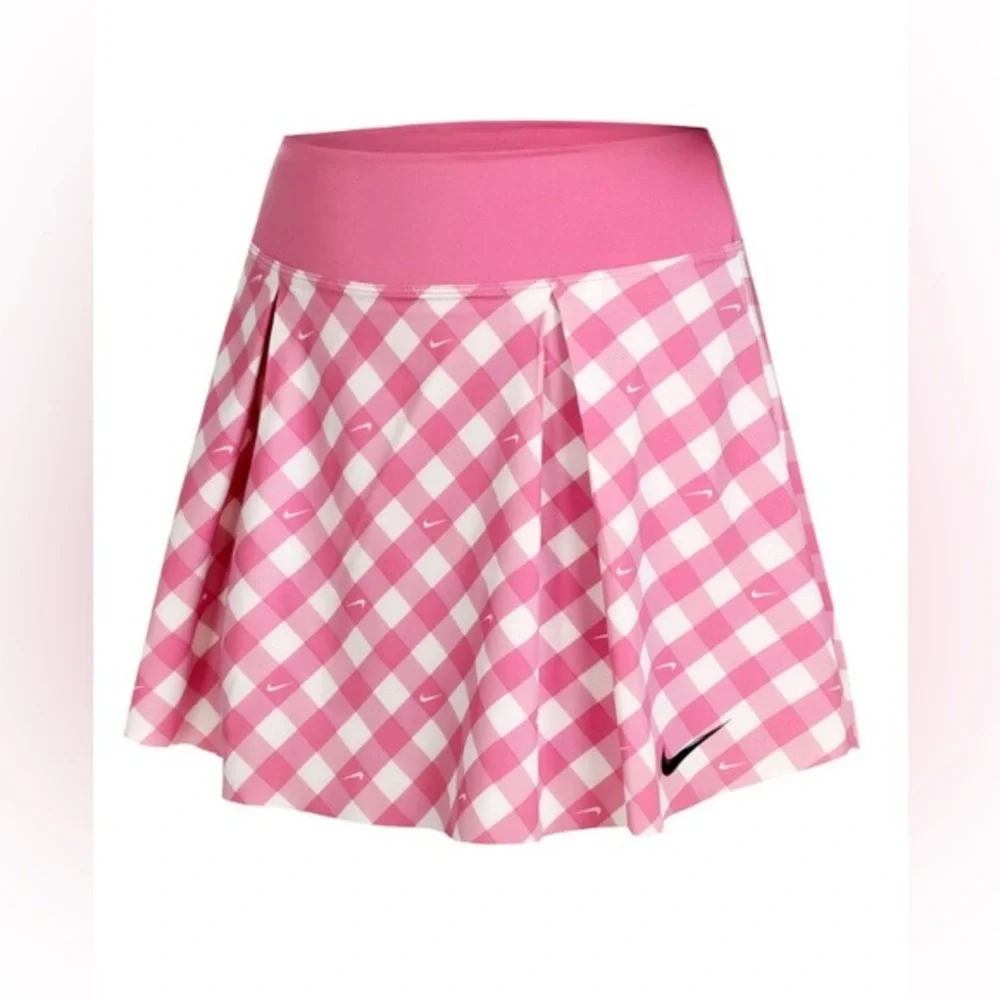 Nike Dri-Fit Club checkered Pink White Printed tennis Skirt skort size small new
